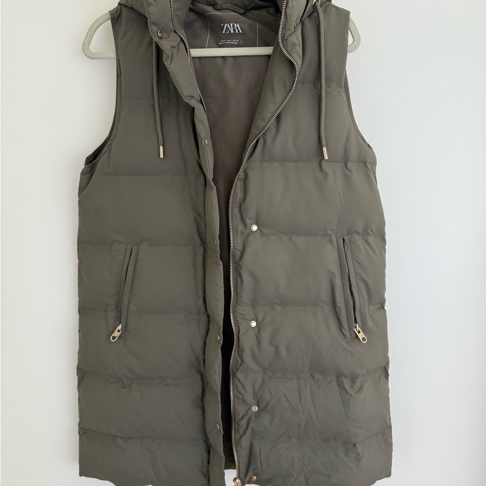 Zara Olive Puffer Vest